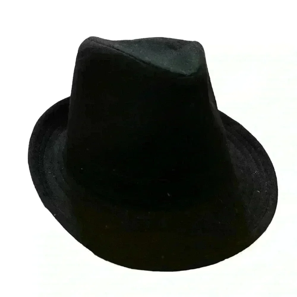Simplicity Fedora Hat All Black Manhattan Wool & Polyester Fabric One Size - Picture 2 of 8